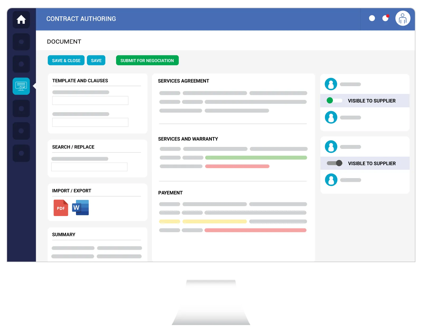 Screenshot – Ivalua Contract Management - Contract Authoring